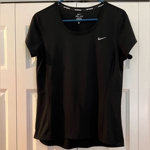Nike Running Womens Dri-Fit Short Sleeve Crew Neck Shirt Mesh Size L Black